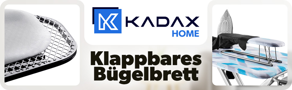 Прасувальна дошка KADAX з підвішуванням для рукавів, 130x41 см, поверхня для прасування 53x13 см, з підставкою для праски та розеткою, складна, Made in EU (Блакитна)