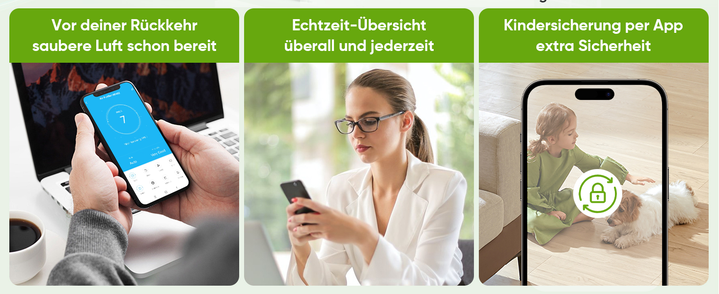 Повітряний фільтр з керуванням через додаток, HEPA H14, фільтр з активованим вугіллям, розумний очищувач повітря для дому з Alexa, для великих приміщень, Smart WiFi, KJ3-7S