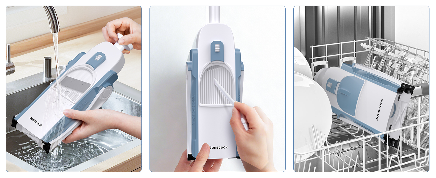 Набір для нарізання овочів 5-в-1: регульована товщина 0,1–8 мм, для кухні, з очищувачем, темно-синій