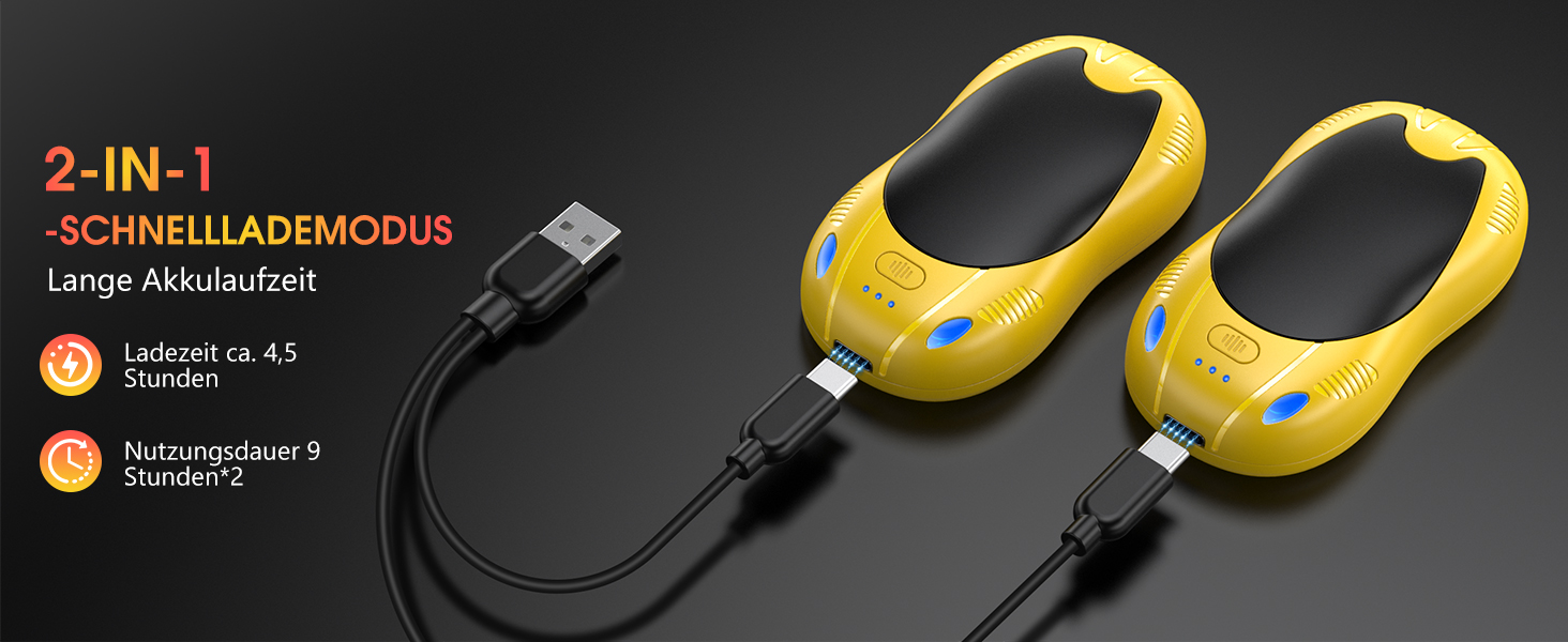 Електричні грілки для рук FANDLISS з акумулятором 10000mAh, 2 шт., з двостороннім нагрівом, USB, 3 режими, для кемпінгу та активного відпочинку