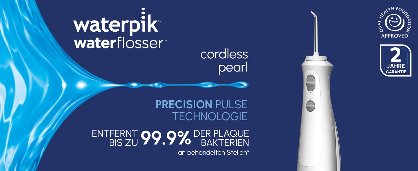 Waterpik Advanced Бездротова Іригатор для Ротової Порожнини, Іригатор для Зубів, Білий, 4 Насадки, 3 Режими, Індукційна Зарядка