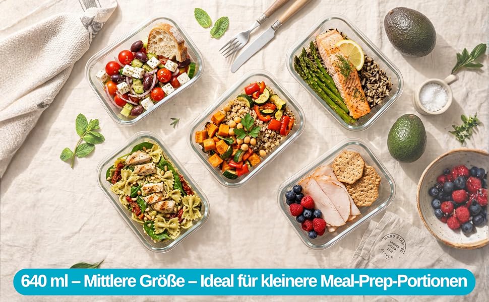 Набір скляних контейнерів для їжі Igluu Meal Prep (10 шт.) — 370мл, 640мл та 1050мл, герметичні ланч-бокси для зберігання продуктів
