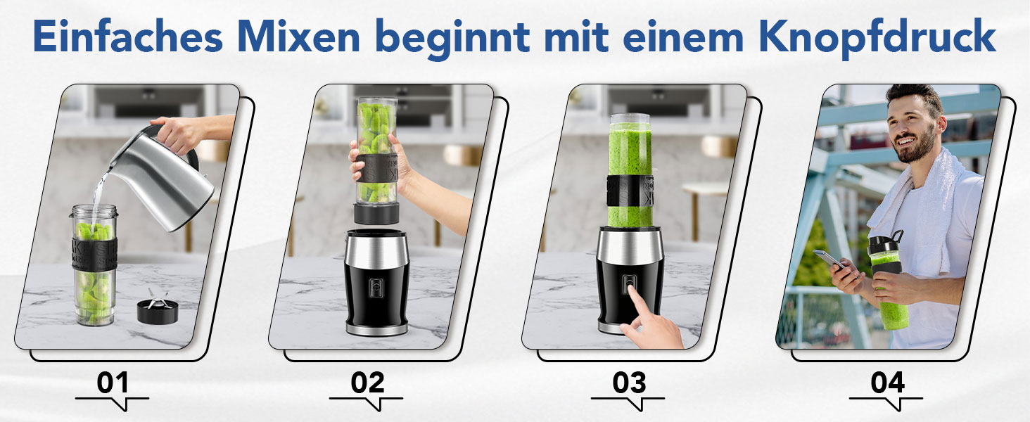 Багатофункціональний блендер-змішувач для смузі 700W з пляшкою Tritan 570мл