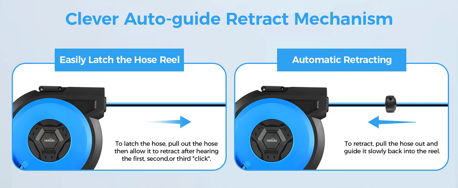 Himimi автоматичний водяний шланг 30м + 2м настінна коробка, поворот на 180°, ролики для саду, автоматичний з 10-в-1 розпилювачем, кріплення на стіну для поливу