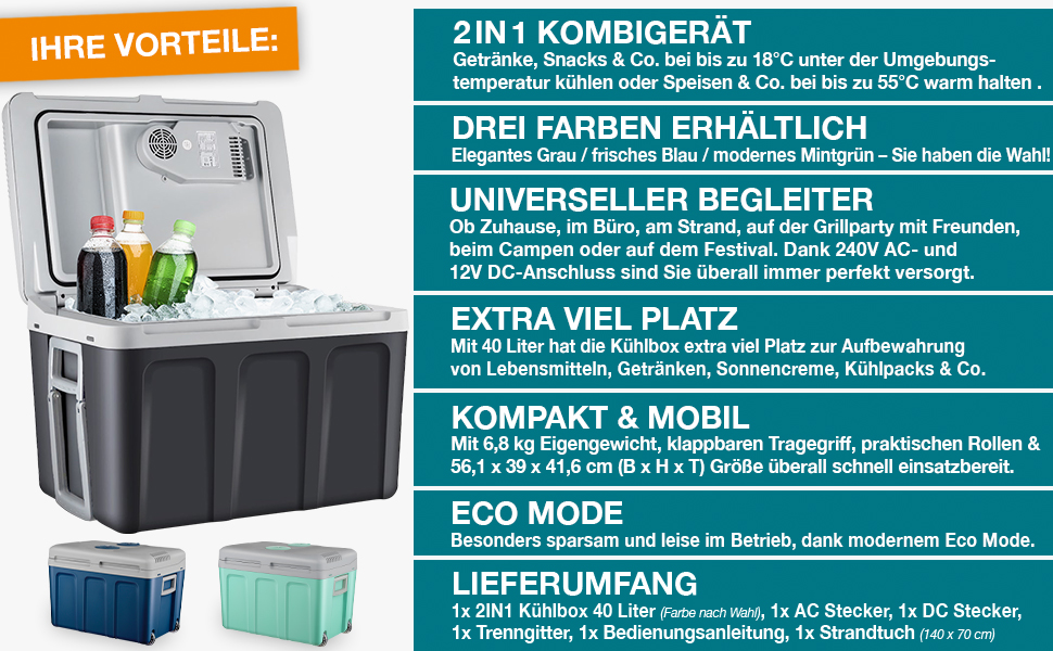 Термобокс електричний 2-в-1 TOM XXL 40л з охолодженням та підігрівом на колесах (230V/12V) для авто, кемпінгу, трейлера - сірий + подарунок