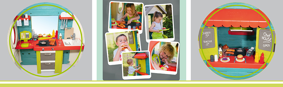 Дитячий ігровий будиночок Smoby Life Chef (124x132x135 см) з кухнею та прилавком, вуличний, з переробленого пластику, для дітей від 2 років