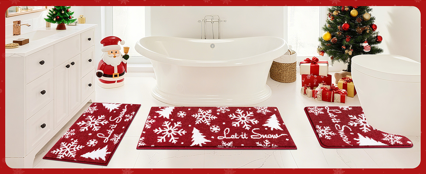 Набір килимків для ванної кімнати Badteppich Set: душовий килимок, килимок перед унітазом, килимок для ванної, м'який, високий ворс, 45x65 см + 50x120 см + 50x60 см, з малюнком 