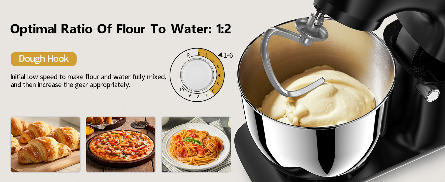 Кухонна машина Vezzio для випічки, 5.5л, 1500Вт, планетарне мішування, з набором насадок (чорна)