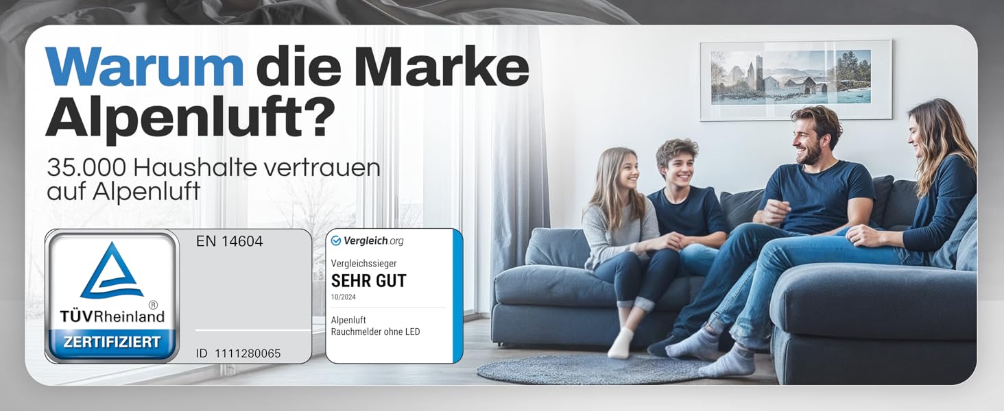 Датчик диму та тепла Rauchmelder Funk Vernetzt 5шт. Без дріфелю, без свердління, радіус дії - 10 років, комплект