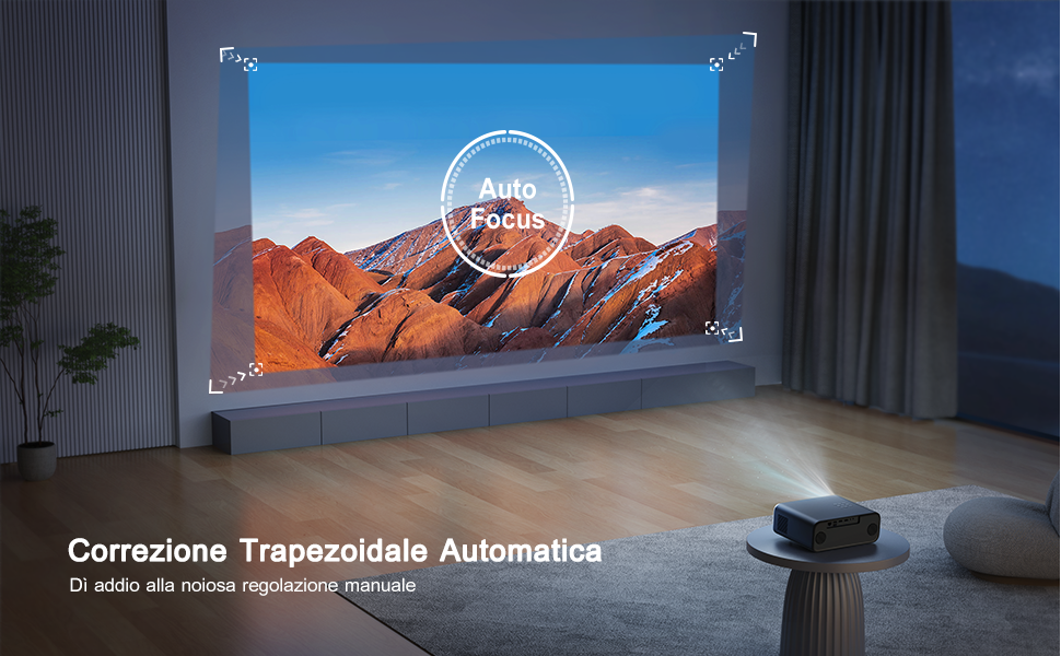 Проектор LED 4K Heikino з Автофокусом та Трапецеїдною Корекцією, WiFi6, Bluetooth, Dolby Audio, Netflix, Android/iOS, для Відкритих Просторів (Чорний/Сірий)