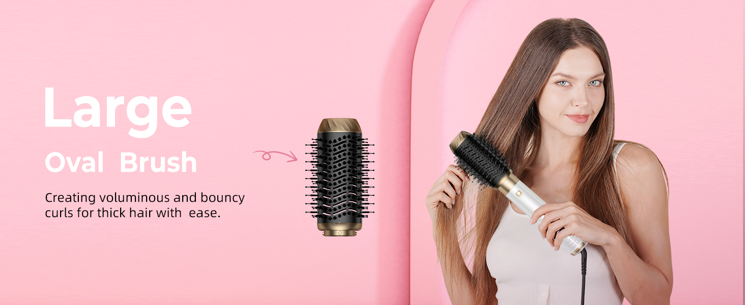 MogaWave Air Styler Pro 6 в 1: Фен-щітка, стайлер для волосся 1000W, професійний, для всіх типів волосся (біло-сірий)