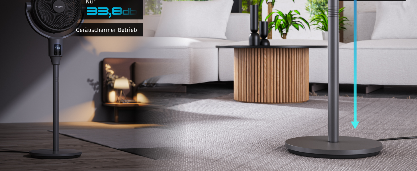 Вентилятор підлоговий Brandson ECO Line 3D з пультом, дисплеєм, 9 швидкостей, чорний