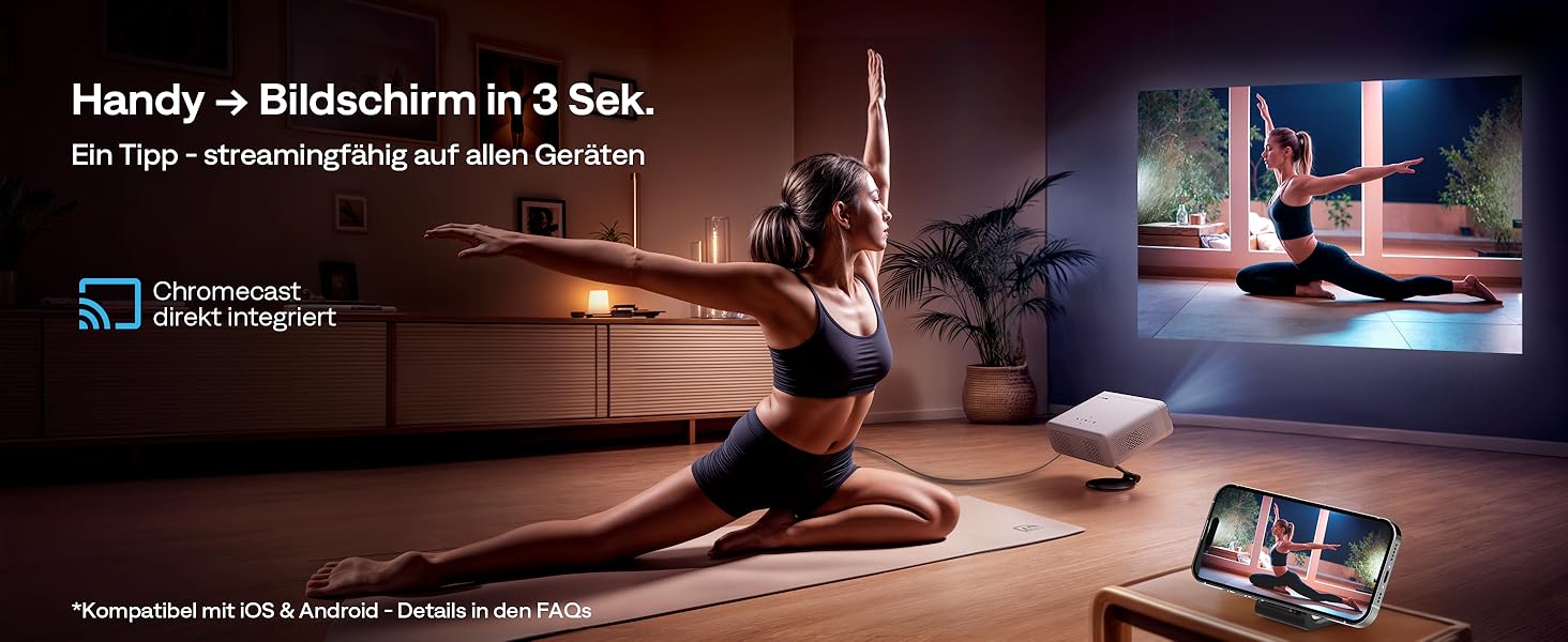 Aurzen Eazze D1 Smart Beamer: 4K проєктор для дому з Wi-Fi, Bluetooth, Netflix, Dolby Audio, автофокусом та корекцією трапеції. Підтримує Full HD 1080P. Білий (GTV)