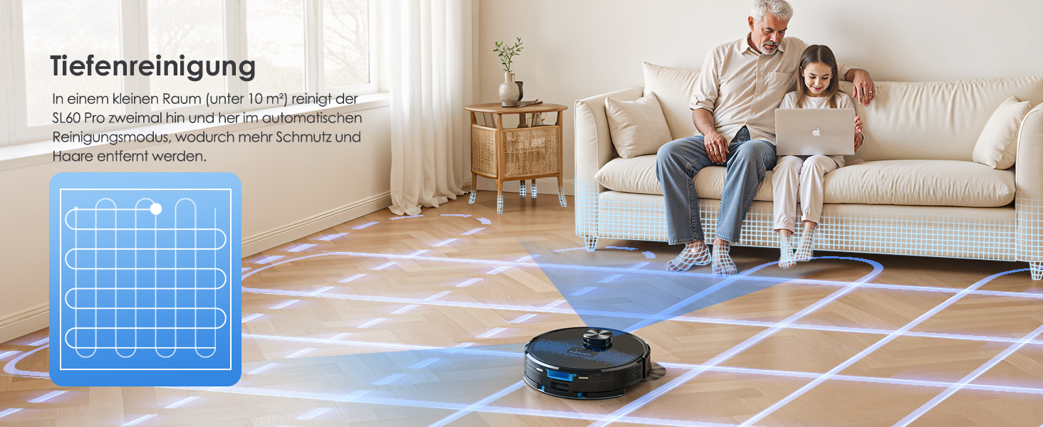 Робот-пилосос Lubluelu SL60 Pro 3-в-1 з док-станцією, Lasernavigation, APP управління, 4500Pa, для твердих поверхонь, килимів, шерсті тварин