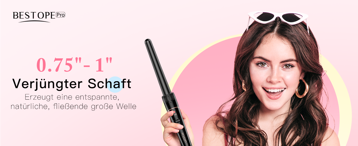 BESTOPE PRO Локкенштаб 6-в-1: великі та малі локони, різні насадки, регулювання температури, чорний