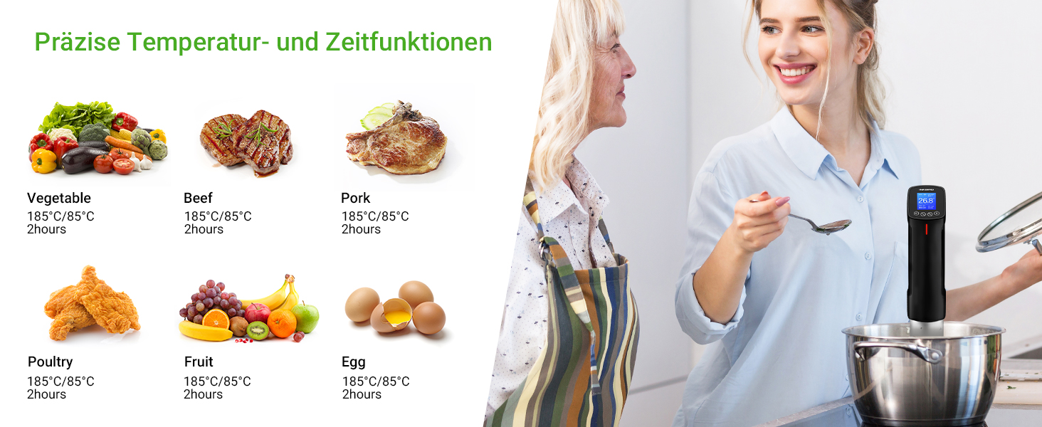 Inkbird Су-від занурювальний прилад 1000 Вт, керування через додаток, циркуляція 360°, температура 0-90°C