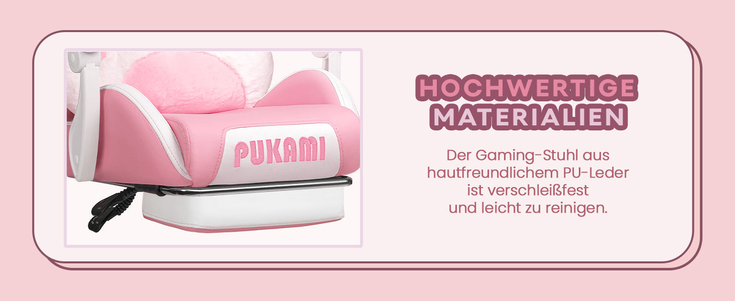 Ігровий крісло Waleaf з підголовником у вигляді лапки кота та вушками, ергономічний геймерський крісло з підніжкою, регульоване крісло для комп'ютера з PU шкіри для дівчаток-підлітків, ігрове крісло 135кг, рожеве