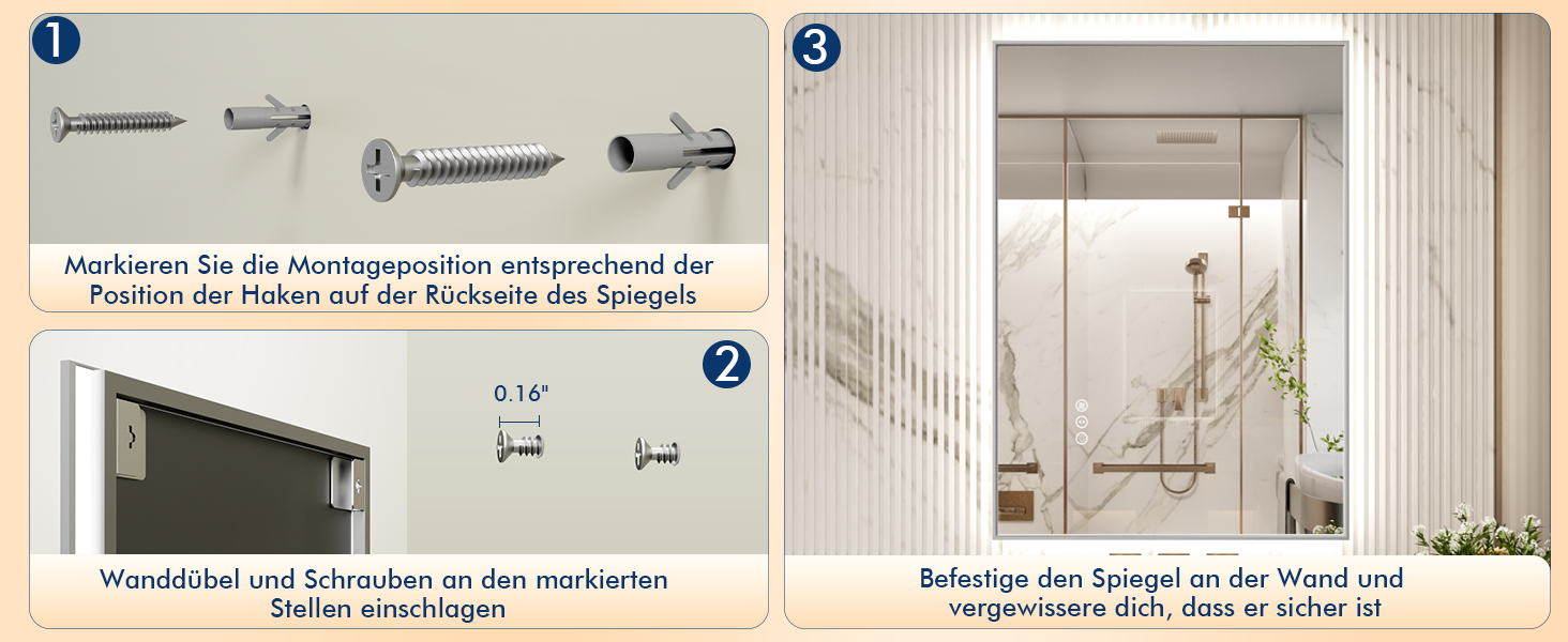 LED дзеркало для ванної кімнати 60x80 см з підсвічуванням, сенсорне, регулювання яскравості, 3 кольори світла, проти запотівання, водонепроникне IP44, горизонтальне/вертикальне