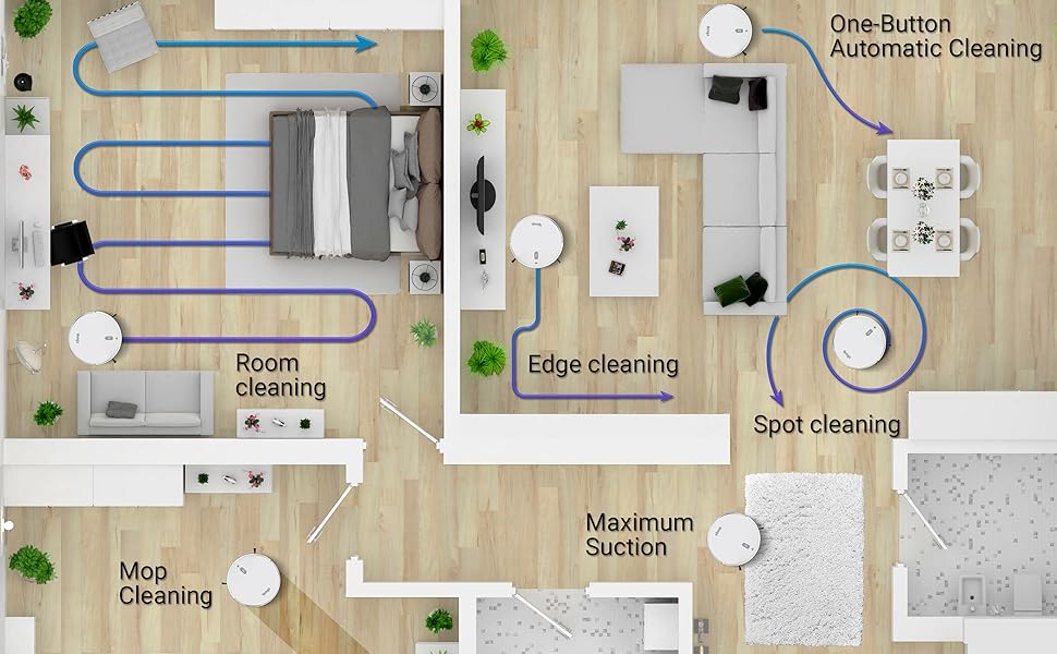 Робот-пилосос з функцією миття підлоги, гіроскопічна навігація, керування через додаток, білий, VG RVC 3001 WH, 31.7 x 7.3 см