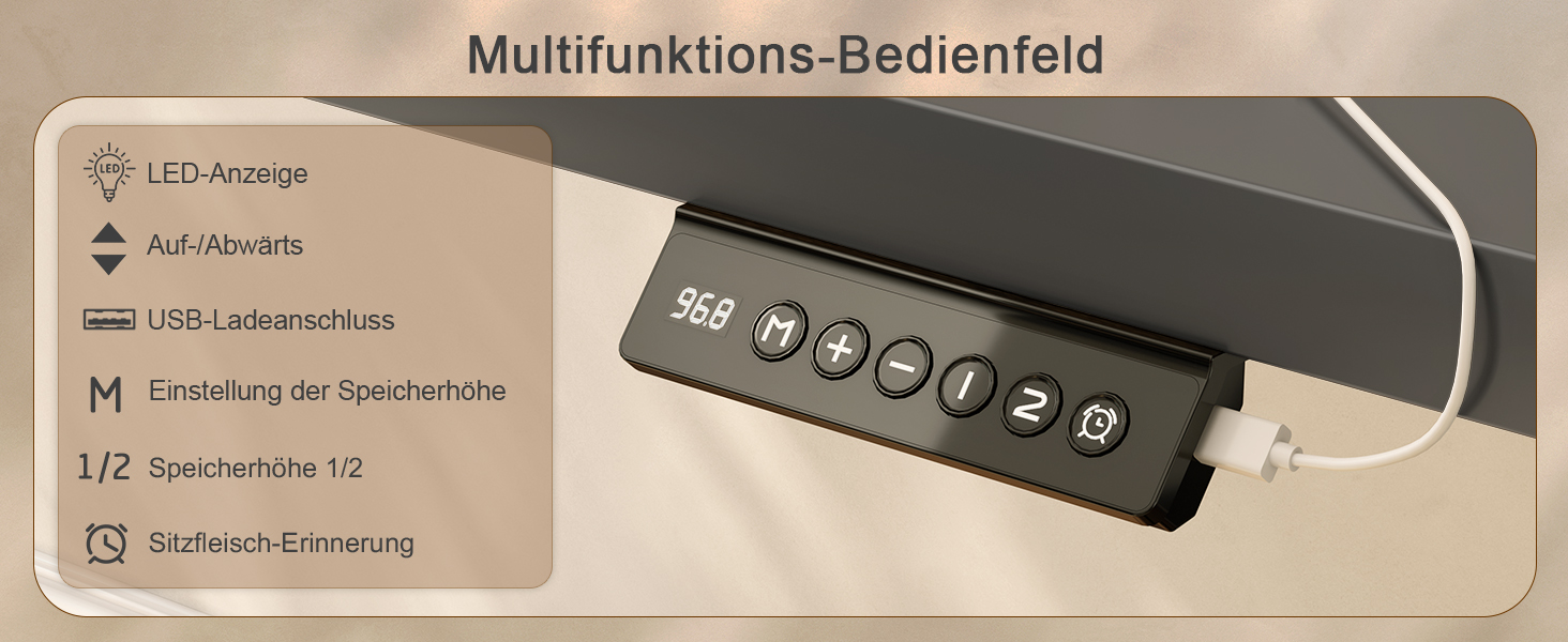 Електричний стіл JUMMICO з регулюванням висоти та USB-портом для зарядки, 100 x 60 см, білий (чорний)