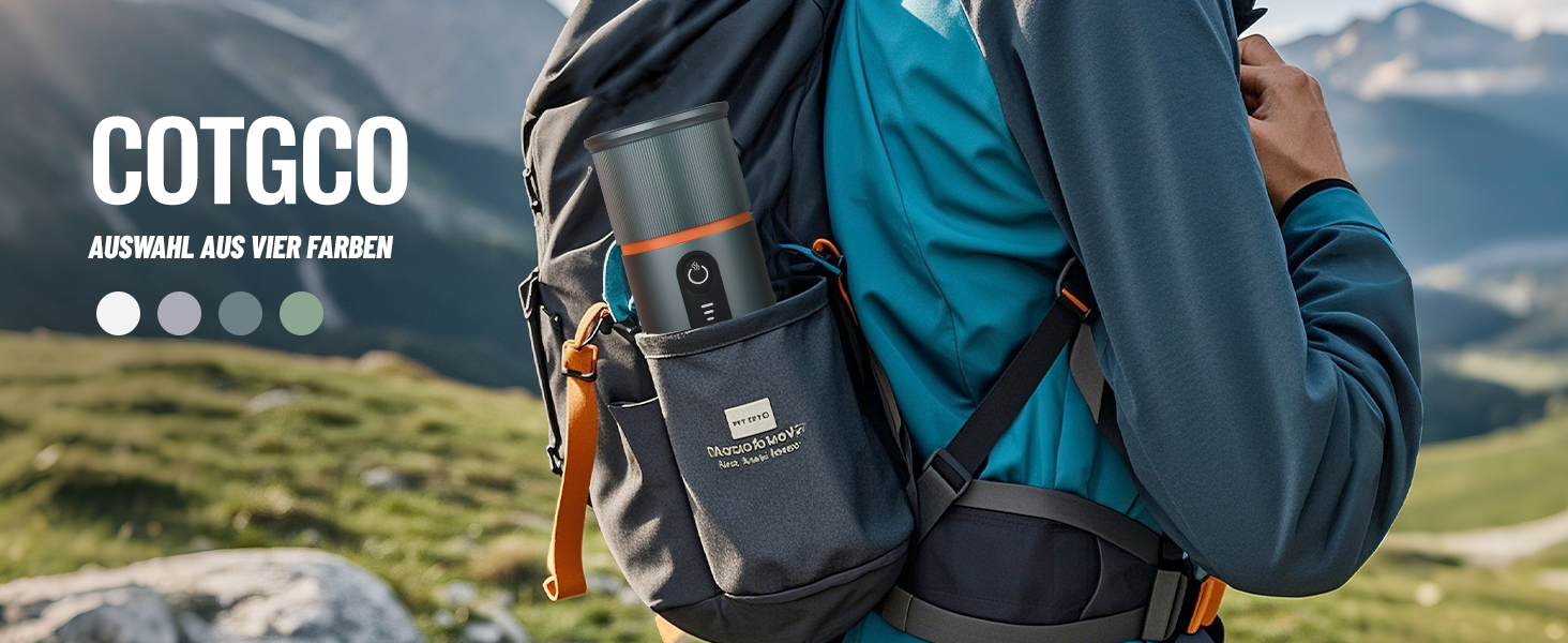 Портативна кавомашина для еспресо COTGCO 20 bar з акумулятором 13500mAh | Сумісна з капсулами Nespresso | Для кемпінгу, авто, офісу - сірий колір