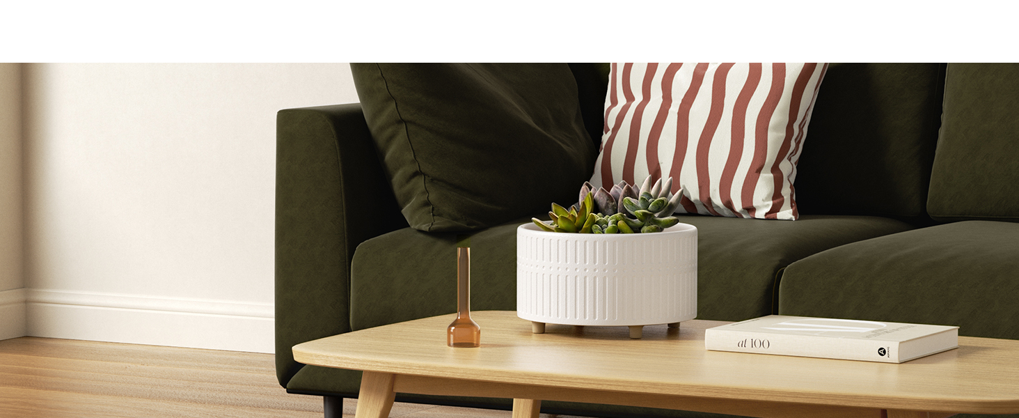 Набір горщиків для сукулентів LE TAUCI, 16,5+20 см, кераміка, для дому, з дренажними отворами, сучасний циліндричний дизайн, 2 шт. (білий)