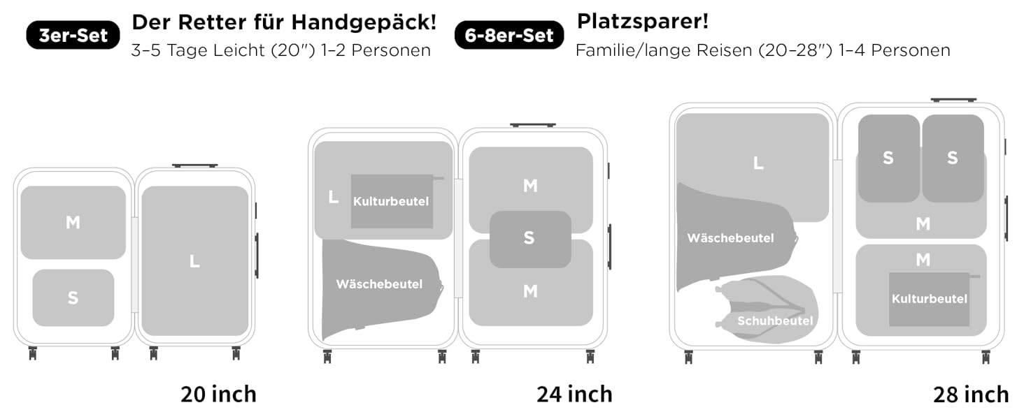 Набір органайзерів для подорожей Cipway: компресійні сумки для одягу та рюкзака, легкі сітчасті пакувальні куби (6 шт), чорний