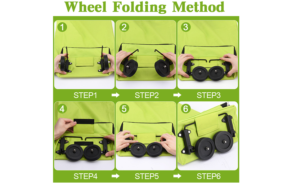Кошик для покупок, складна сумка для покупок з гумовими коліщатками, складна кошик для покупок, тканина з Оксфорда, сумки для покупок, багаторазова Зелена кошик для покупок в супермаркеті (з гумовими коліщатками)