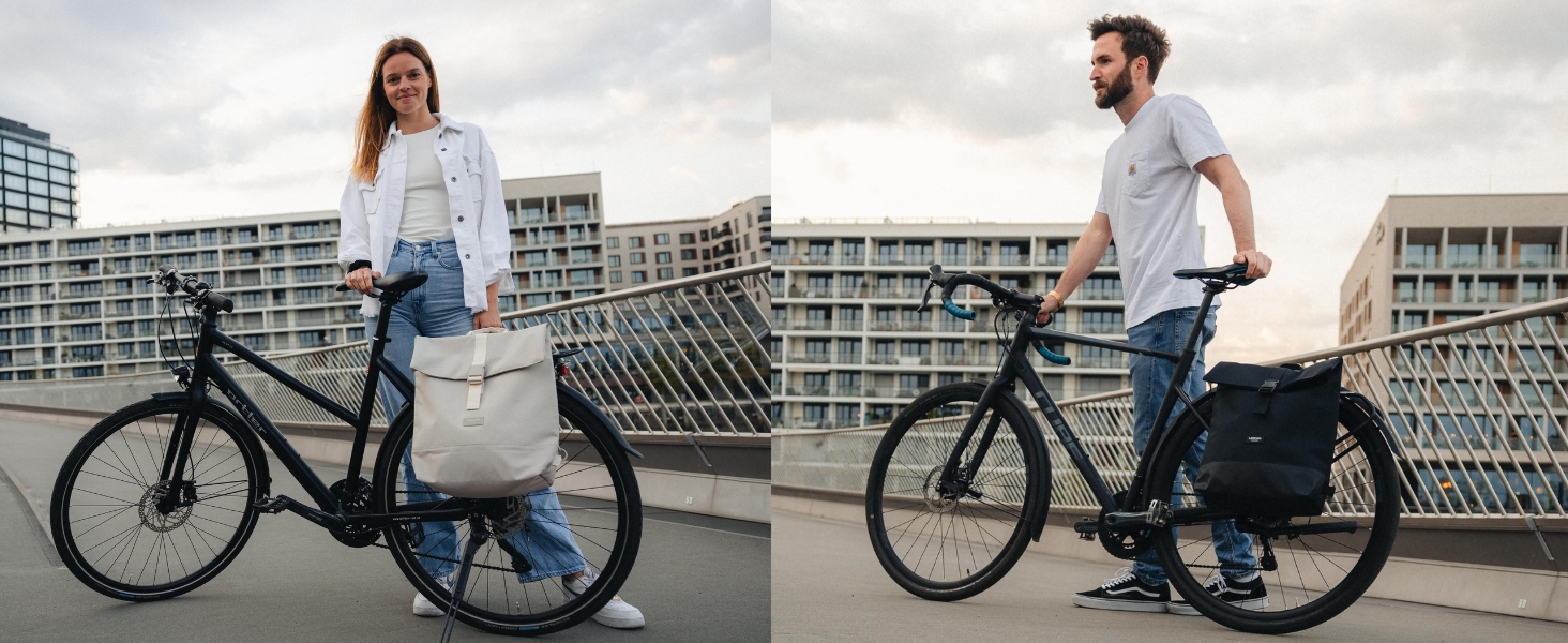 Велосипедні сумки LARKSON для багажників Women & Men Mint - Tammo Bike - Велосипедна сумка 2 в 1 Рюкзак і сумка для багажу Задня - водовідштовхувальна (пісочно-сіра, поліестерова)