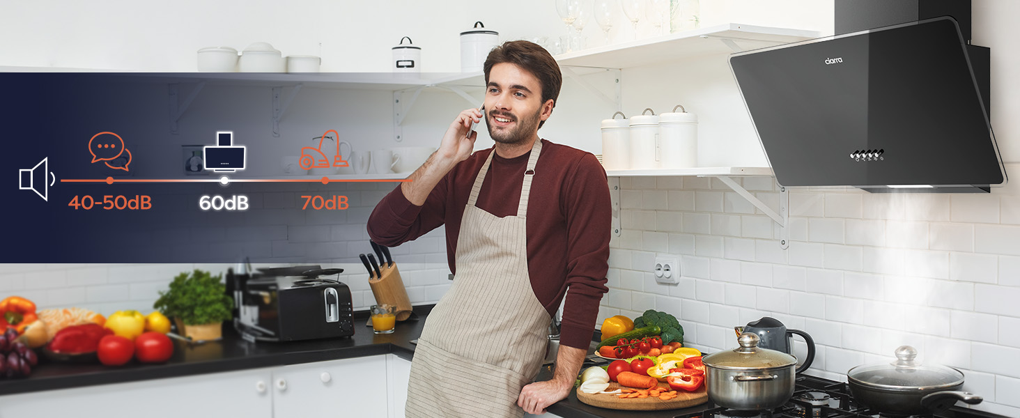 Похила витяжка для кухні CIARRA CBCB6750, 60 см, чорна, продуктивність 350 м³/год, режим рециркуляції та відведення повітря, настінна