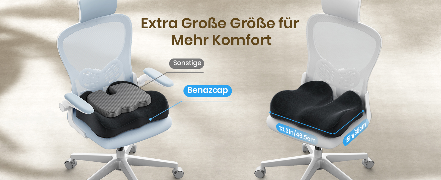 Ортопедична подушка для сидіння Benazcap для геморою, куприкового болю, ішіасу та вагітності. Зменшує біль, підходить для офісного крісла, авто та інвалідного візка. Чорний колір.