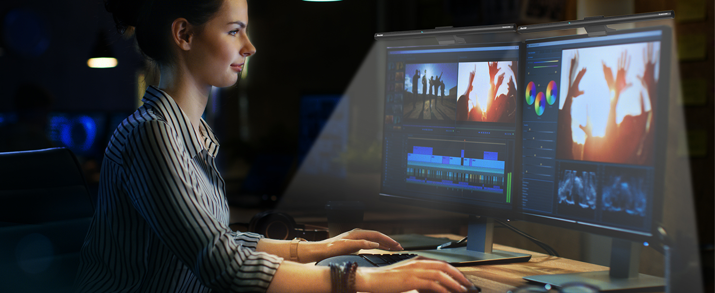 Світлодіодна лампа Quntis для монітора з пультом, 42.5 см, захист від синього світла, USB, для офісу та дому