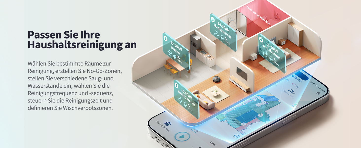 Робот-пилосос Airzeen Q10 Pro S з вологою, LiDAR-навігація, 5000Pa, для тварин, чорний