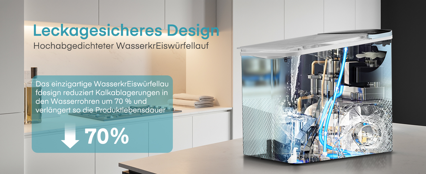 Льодогенератор Fohere портативний самоочисний 14 кг/24год, 2 розміри льоду, блакитний для дому, бару, офісу, кемпінгу зі шкребком та кошиком