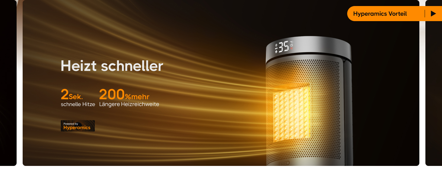 Електричний обігрівач Dreo Atom 316: тихий, 1500W, керамічний PTC, термостат, захист від перегріву та перекидання, таймер 12 год, для дому та спальні