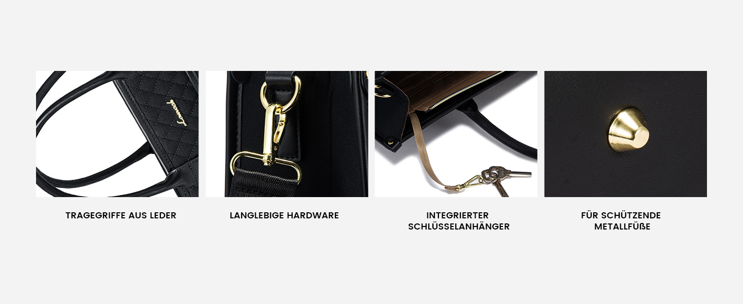 LOVEVOOK Сумка для ноутбука 15.6 дюймів, водонепроникна, для жінок, чорна, велика, ділова, шкіряна, для роботи, навчання, офісу, універсітету