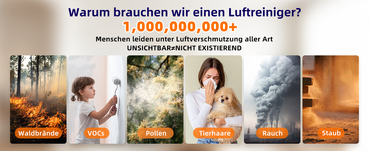 Повітряочисник для великих спалень до 70 м² з CADR 223 м³/год, тихий H13 HEPA повітряочисник з режимом сну 15 дБ, 3-в-1 фільтр видаляє 99,97% пилку, пил, шерсть тварин, запахи
