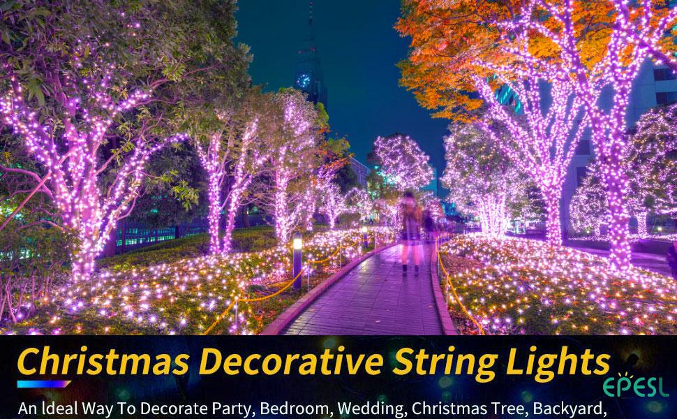 Гірлянда світлодіодна Herbst 35м, 320 LED, фіолетова, для Хелловіну, Різдва, вечірки, саду, дому. Водостійка, 8 режимів, з пам'яттю.