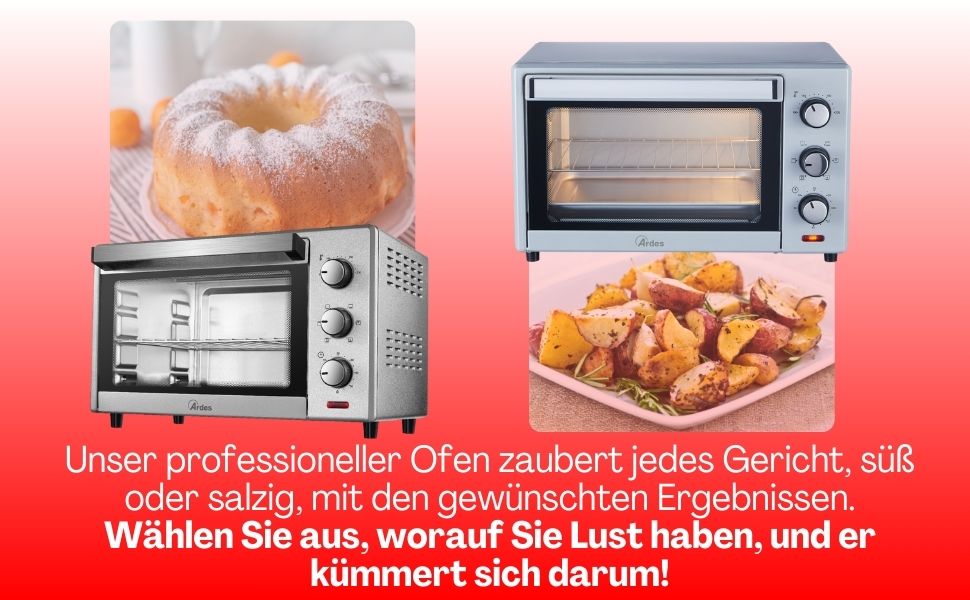 Електричний міні-пекар ARDES Magnus AR6226S, 25 літрів, сріблястий, з аксесуарами