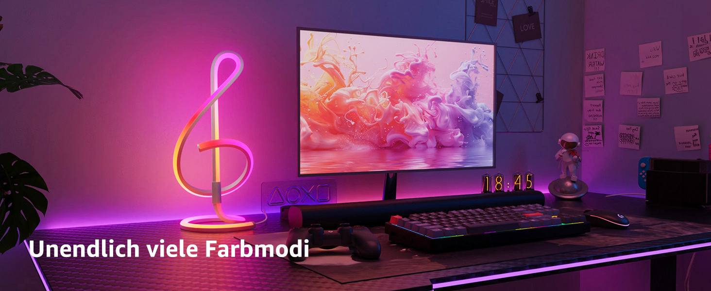 Lepro AI розумна настільна лампа TB2 з персоналізованим AI-дизайном освітлення, синхронізація з музикою/керування через додаток, регулювання яскравості, RGB+IC технологія, сумісна з Alexa/Google, без пульта керування, дизайн 'Скрябін'