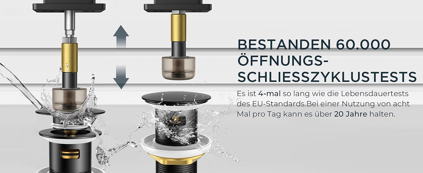 Змішувач для ванної кімнати FORIOUS з водоспадом, одноручний, для умивальника, хром, висота виливу 80 мм, економія води та енергії