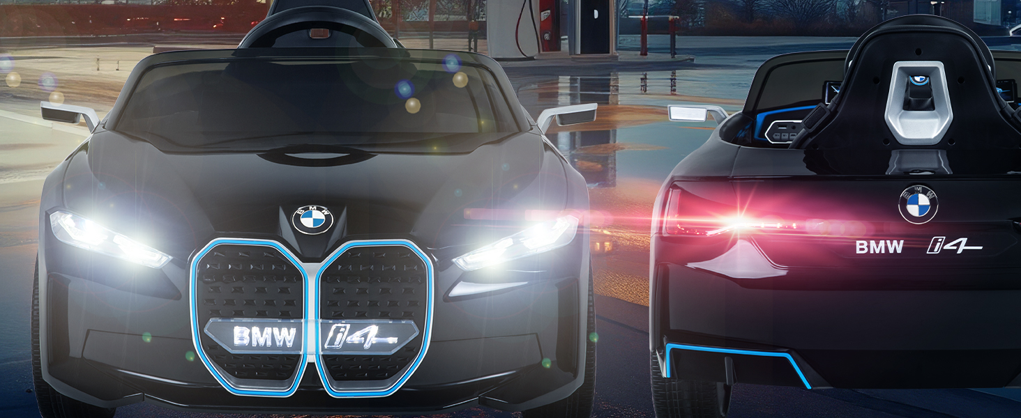 Дитячий електромобіль BMW i4 білий, ліцензійний, з пультом 2,4 ГГц, електроавтомобіль для дітей від 3 років