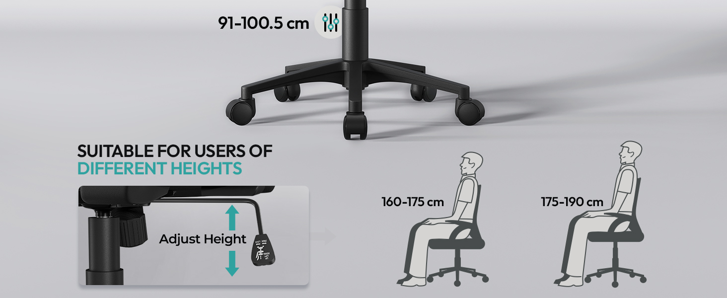 Офісний стілець Yaheetech ергономічний з сітчастою спинкою, регульований, з підлокітниками, для комп'ютера до 136 кг, чорний, з відкидними підлокітниками