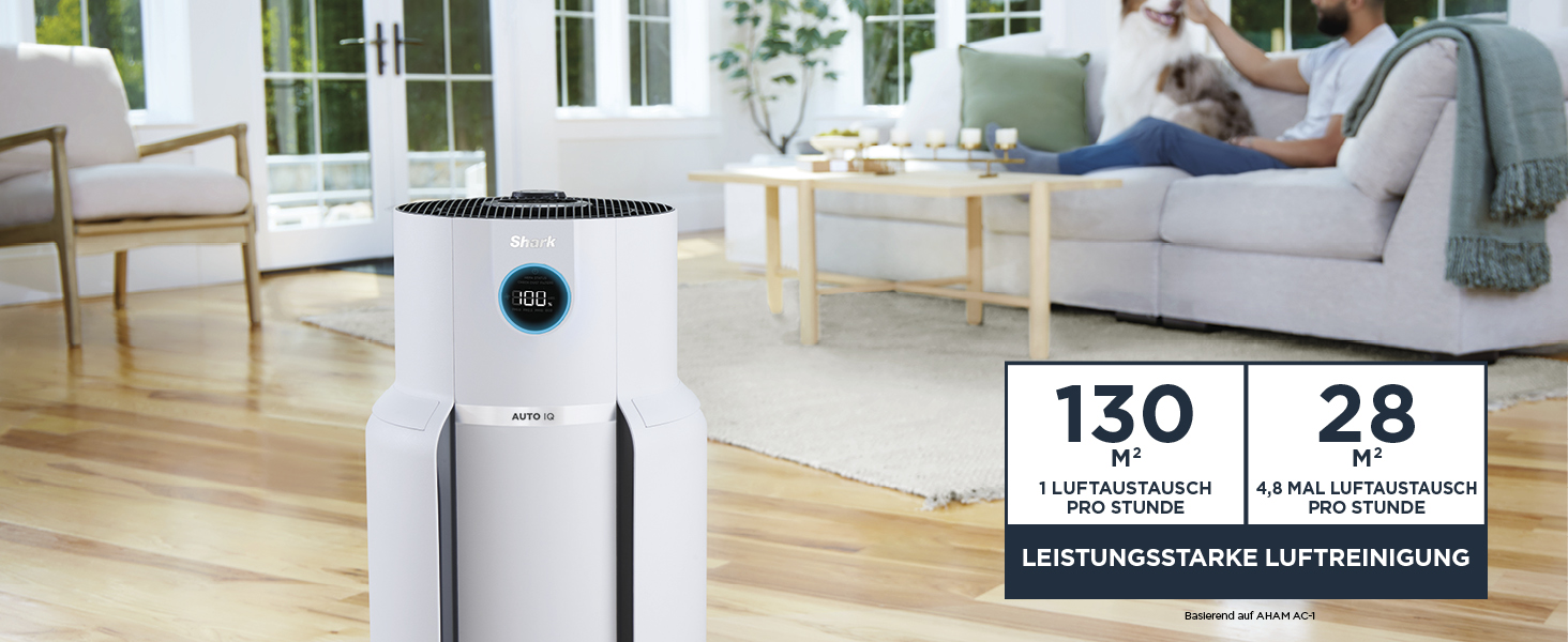 Очищувач повітря Shark NeverChange MAX HP300EU для алергіків, HEPA-фільтр на 5 років, для приміщень до 130 м², автоматичний режим, LED-дисплей, білий