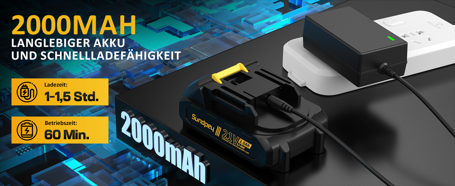 Набір інструментів Sundpey 170 предметів з акумуляторним дрилем-шуруповертом 21V, 2.0Ah, жовтий кейс для дому та ремонту