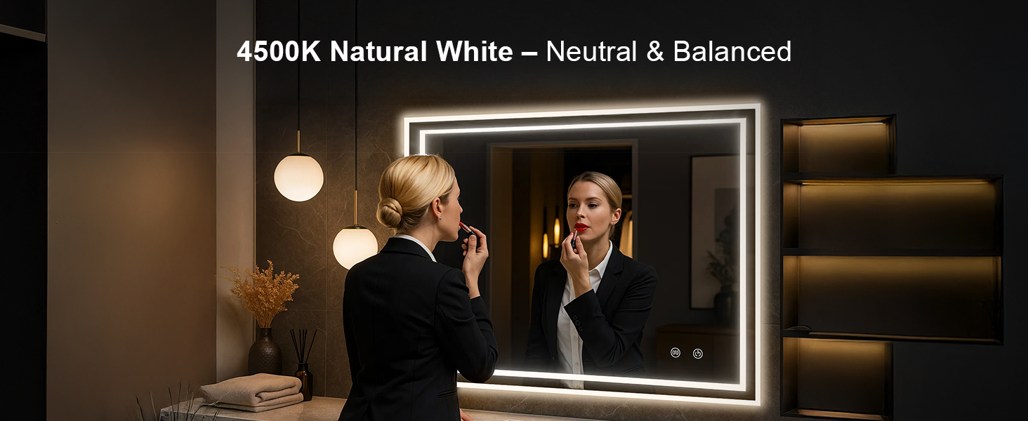 Дзеркало для ванної кімнати Youyijia з підсвічуванням, 70x50 см, антизапітніюче, сенсорне керування, 3 кольори світла, регулювання яскравості, 3500K-6500K