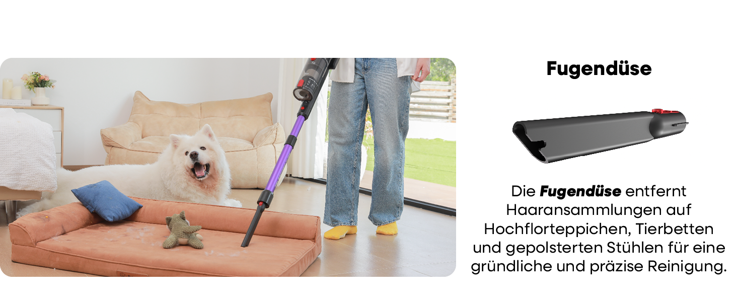 Бездротовий акумуляторний пилосос UNINELL HOME 48000Pa, 550W, 65 хвилин роботи, LED-дисплей, антизаплутувальна щітка, тиха робота, для килимів, твердих підлог та шерсті тварин (фіолетовий)