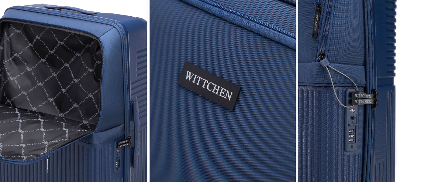 Набір валізWITTCHEN AXIS 3 шт. | Ручна та велика валіза | Гібрид ABS Nylon з TSA замком, телескопічною ручкою та 360° колесами | (Темно-синій, 55 x 37 x 21,5 см)