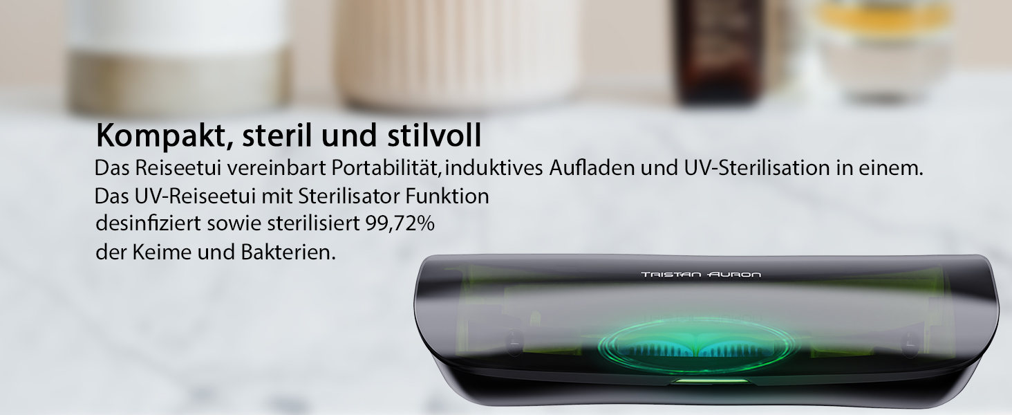 Електрична зубна щітка Tristan Auron SonicMaster (Блакитна) - 6 голів, акумулятор 60 днів, 5 режимів, 55000 VPM, таймер 2 хв, з чохлом