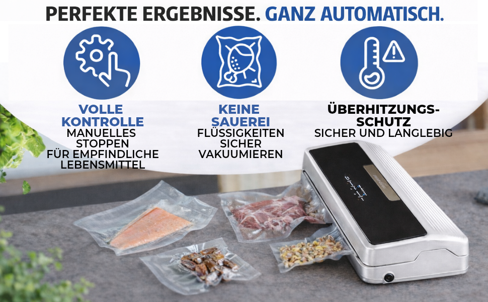 Вакууматор для продуктів BACHWERKE з рулоном та 10 пакетами, ширина шва 32 см, вакуумна машина для зберігання їжі, срібляста